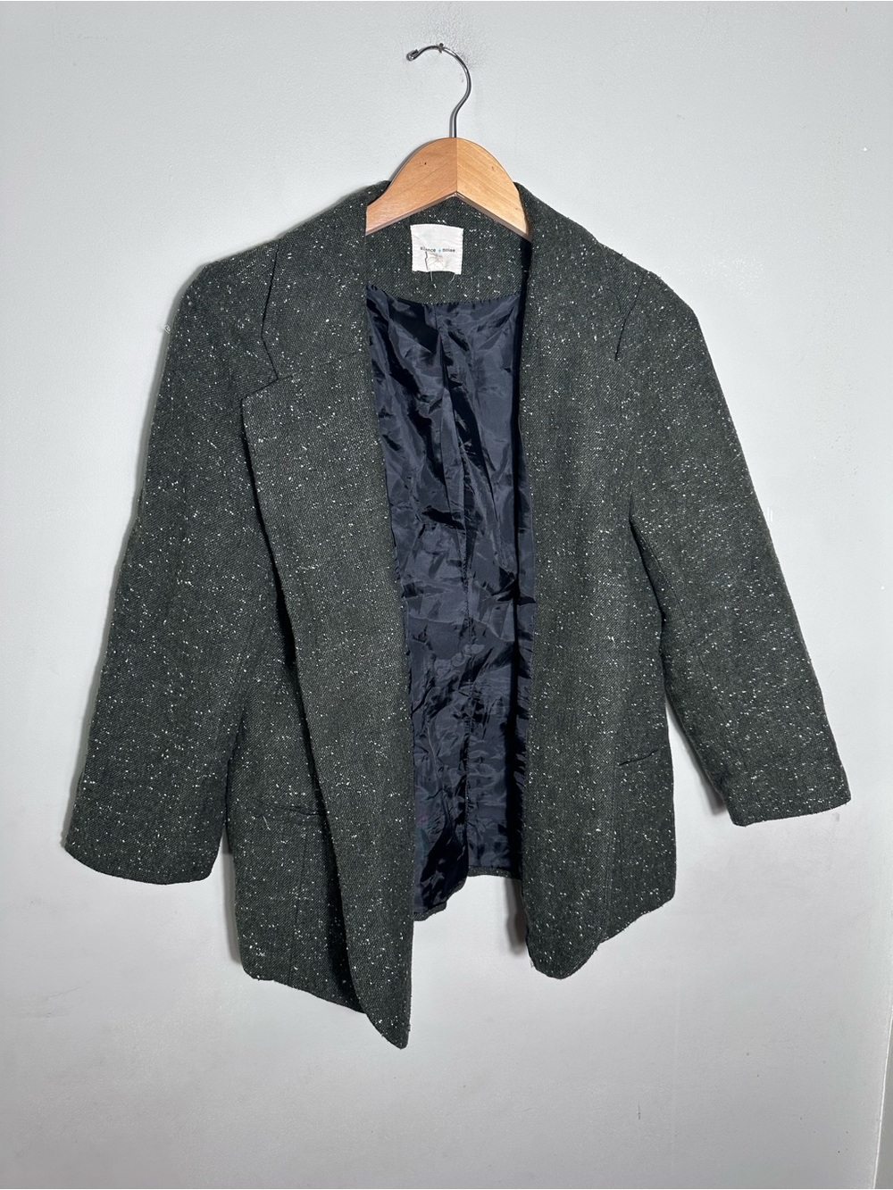 Olive Speckled Open-Front Blazer